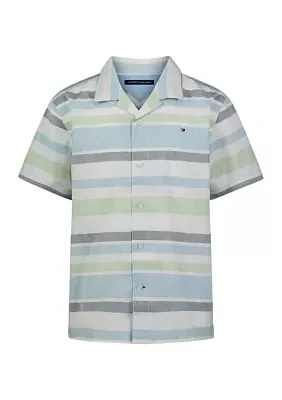 Boys 8-20 Yarn Dyed Stripe Camp Shirt