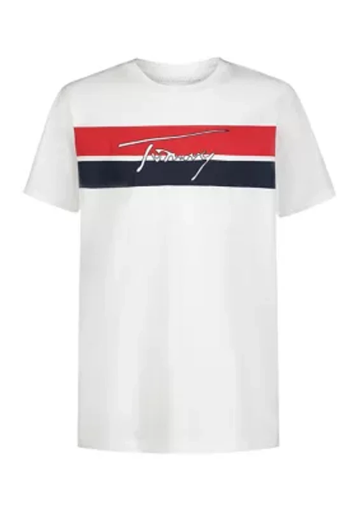 Boys 4-7 Stripe Logo Script Graphic T-Shirt