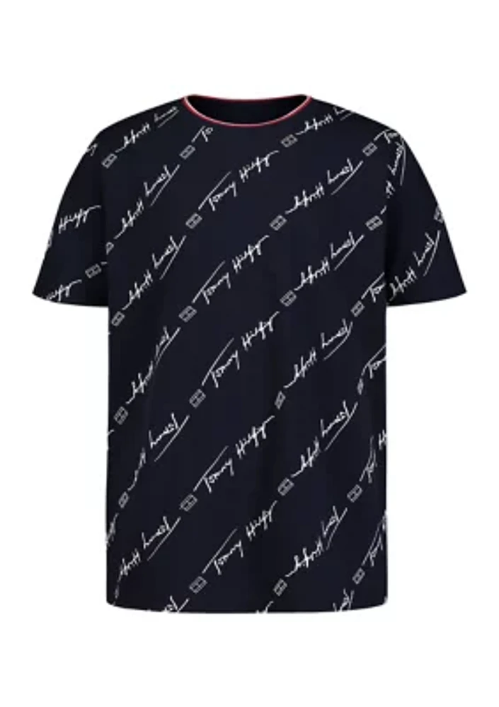 Boys 8-20 Script Ringer Printed T-Shirt