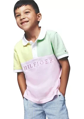 Boys 4-7 Split Color Blocked Polo Shirt