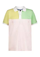 Boys 8-20 Split Color Blocked Knit Polo Shirt