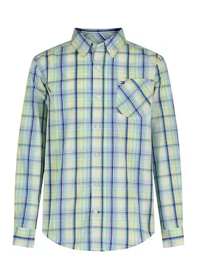 Boys 8-20 Seaside Plaid Woven Button Down Shirt