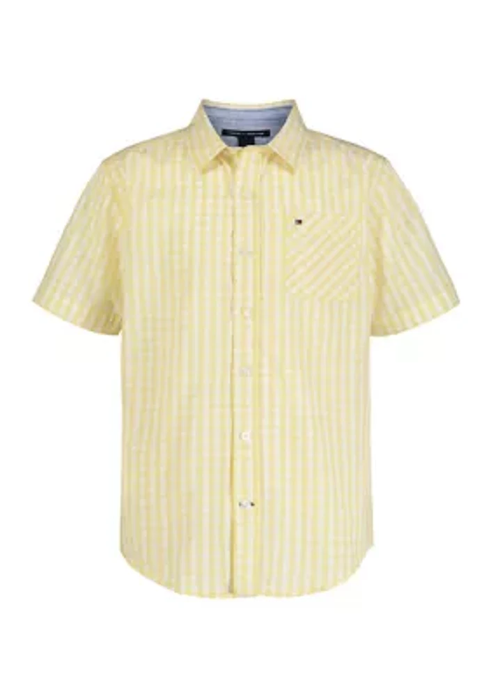 Boys 8-20 Short Sleeve Gingham Woven Shirt