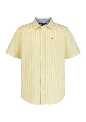 Boys 8-20 Short Sleeve Gingham Woven Shirt