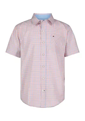 Boys 8-20 Check Printed Woven Shirt