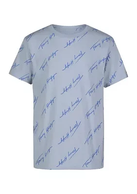 Boys 8-20 Short Sleeve Angled Script Printed T-Shirt