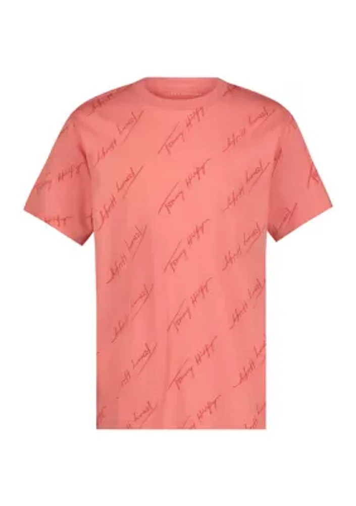 Boys 8-20 Angled Script Printed T-Shirt