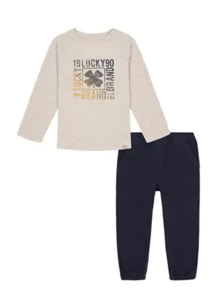 Boys 4-7 Knit Woven T-Shirt and Pants Set