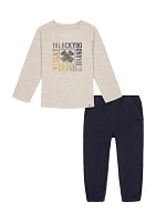 Boys 4-7 Knit Woven T-Shirt and Pants Set