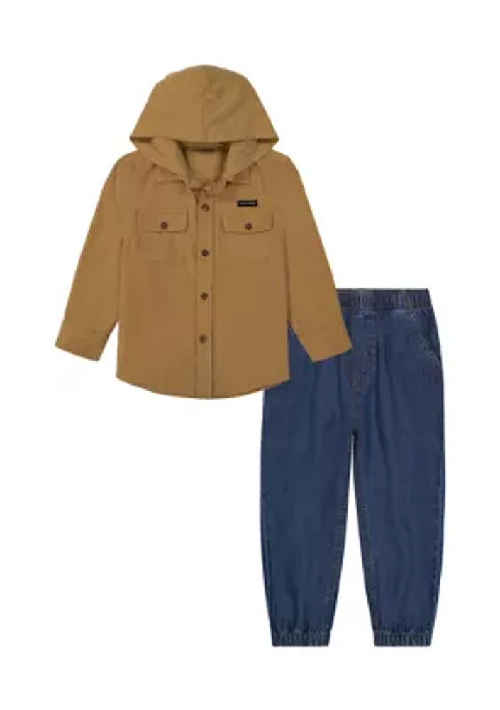 Boys 4-7 Corduroy Shirt and Twill Jogger Pants Set