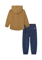 Boys 4-7 Corduroy Shirt and Twill Jogger Pants Set