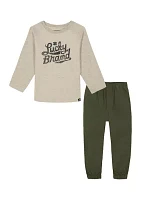 Boys 4-7 Thermal T-Shirt and Twill Joggers