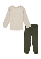 Boys 4-7 Thermal T-Shirt and Twill Joggers