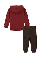 Boys 4-7 Fleece Hoodie and Cargo Jogger Pants Set