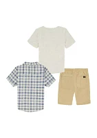 Boys 4-7 Plaid Woven Short Sleeve Shirt Set