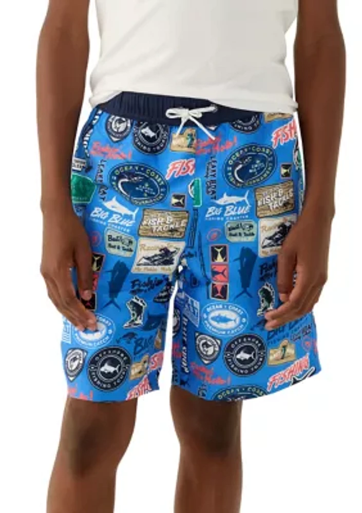 Boys 8-20 Printed Swim Trunks