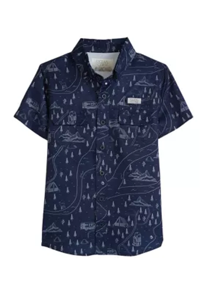 Boys 4-7 Short Sleeve Printed Fishing Shirt