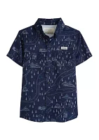 Boys 4-7 Short Sleeve Printed Fishing Shirt