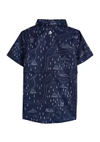 Boys 4-7 Short Sleeve Printed Fishing Shirt