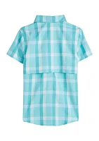 Boys 4-7 Plaid Printed Fishing Shirt