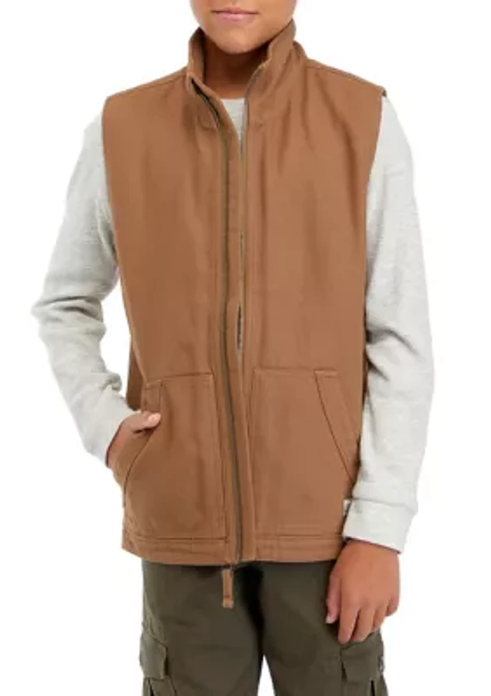 Boys 8-20 Solid Canvas Vest