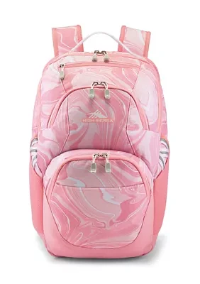 Girls Pink Marble Print Backpack