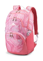 Girls Pink Marble Print Backpack