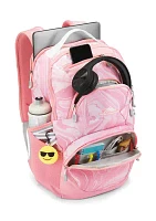 Girls Pink Marble Print Backpack