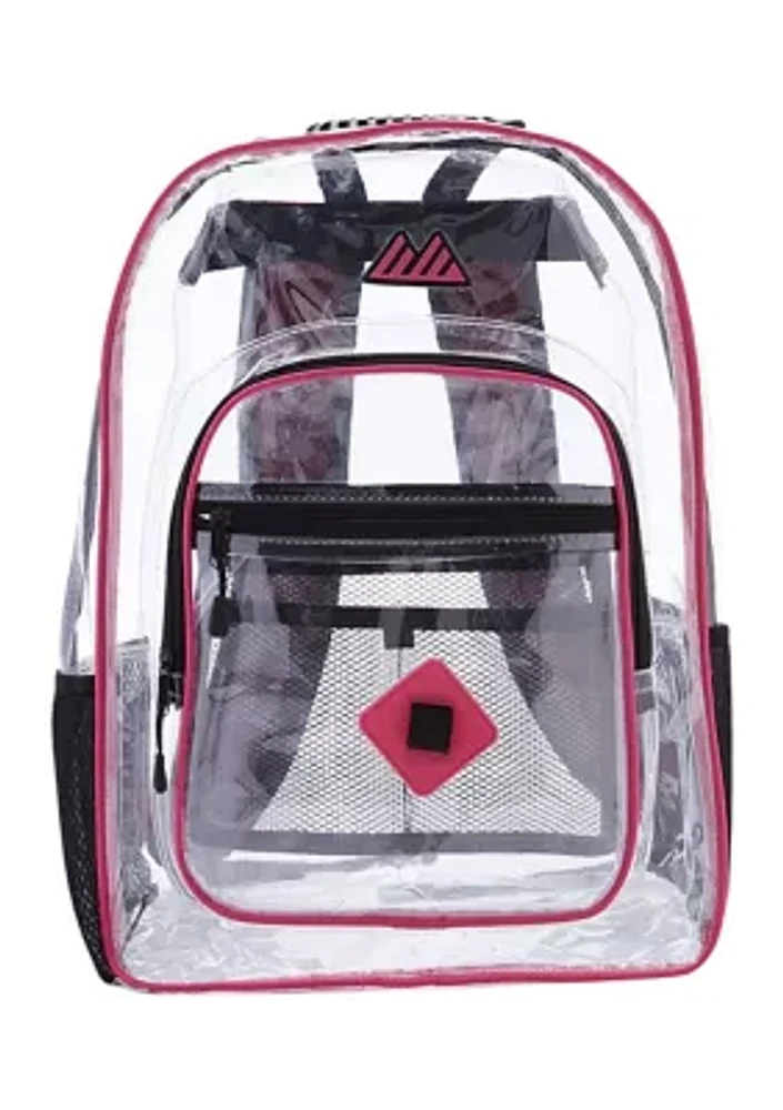 Girls Pink Deluxe Clear Backpack