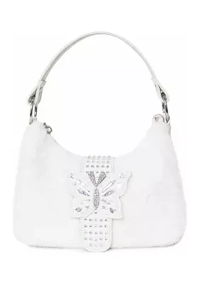 Girls Butterfly Faux Fur MIni Hobo Bag