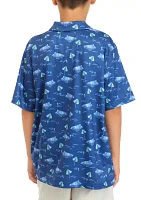 Boys 8-20 Short Sleeve At the Beach Printed Polo Shirt