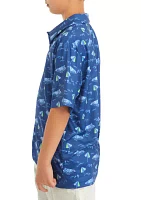 Boys 8-20 Short Sleeve At the Beach Printed Polo Shirt