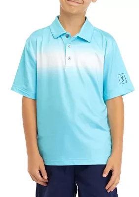 Boys 8-20 Short Sleeve Ombré Chest Stripe Printed Polo Shirt