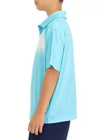 Boys 8-20 Short Sleeve Ombré Chest Stripe Printed Polo Shirt