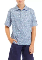 Boys 8-20 Short Sleeve Vacation Print Polo Shirt