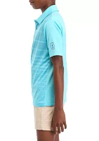 Boys 8-20 Short Sleeve Front Panel Stripe Printed Polo Shirt