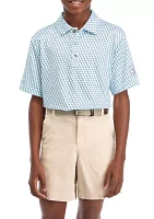 Boys 8-20 Short Sleeve Geometric Fish Printed Polo Shirt