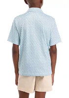 Boys 8-20 Short Sleeve Geometric Fish Printed Polo Shirt