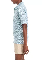 Boys 8-20 Short Sleeve Geometric Fish Printed Polo Shirt