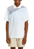 Boys 8-20 Short Sleeve Asymmetric Linear Print Polo Shirt