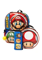 Super Mario 5 Piece Backpack Set