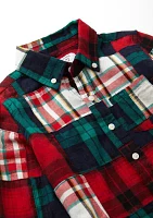 Boys 4-7 Patchwork Button Down Shirt