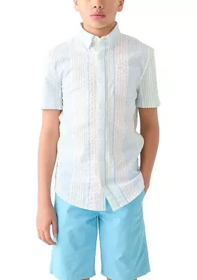 Boys 8-20 Short Sleeve Seersucker Button Down Shirt