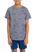 Boys 8-20 Short Sleeve Jaspe Printed Pocket T-Shirt