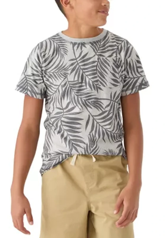 Boys 8-20 Printed Jaspe Pocket T-Shirt