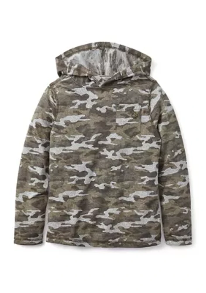 Boys 8-20 Long Sleeve Jaspe Printed Hoodie