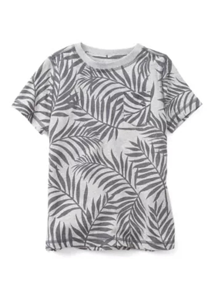 Boys 4-7 Short Sleeve Printed Jaspe Crew Neck Pocket T-Shirt