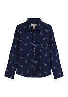 Boys - Printed Long Sleeve Flannel Shirt