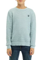 Boys 8-20 Logo Crew Neck Cotton Sweater