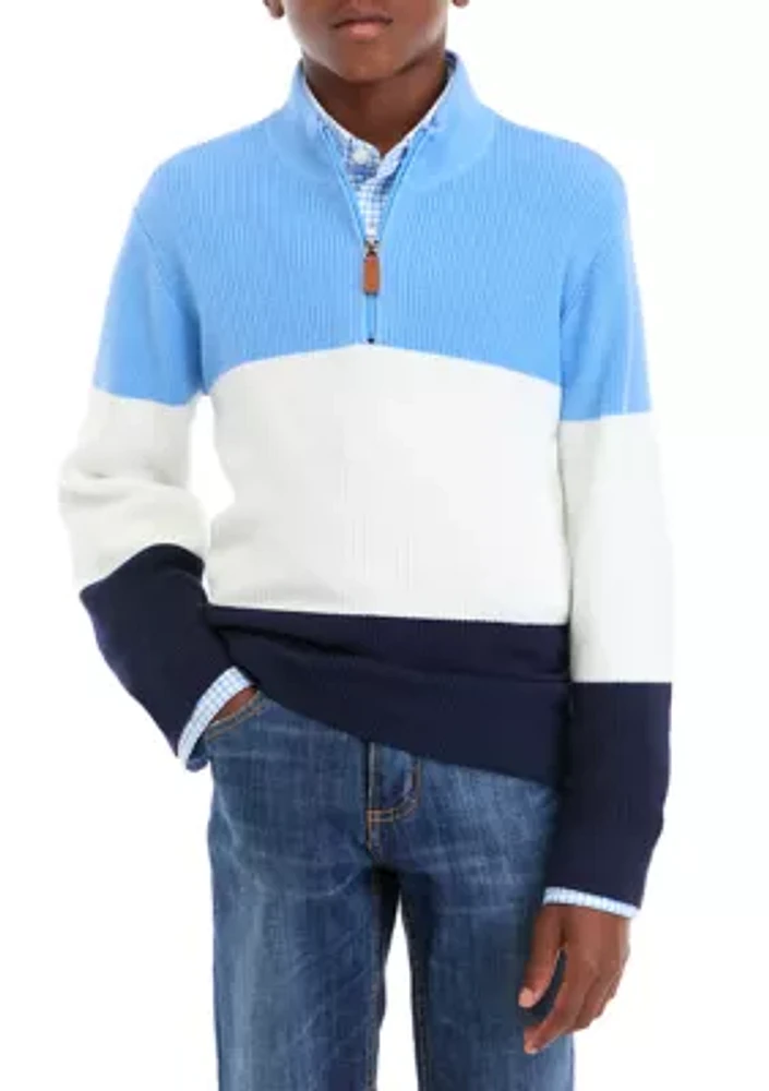 Boys 8-20 Color Block Zip Sweater